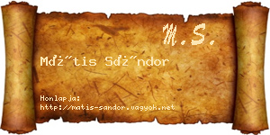 Mátis Sándor névjegykártya