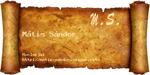 Mátis Sándor névjegykártya